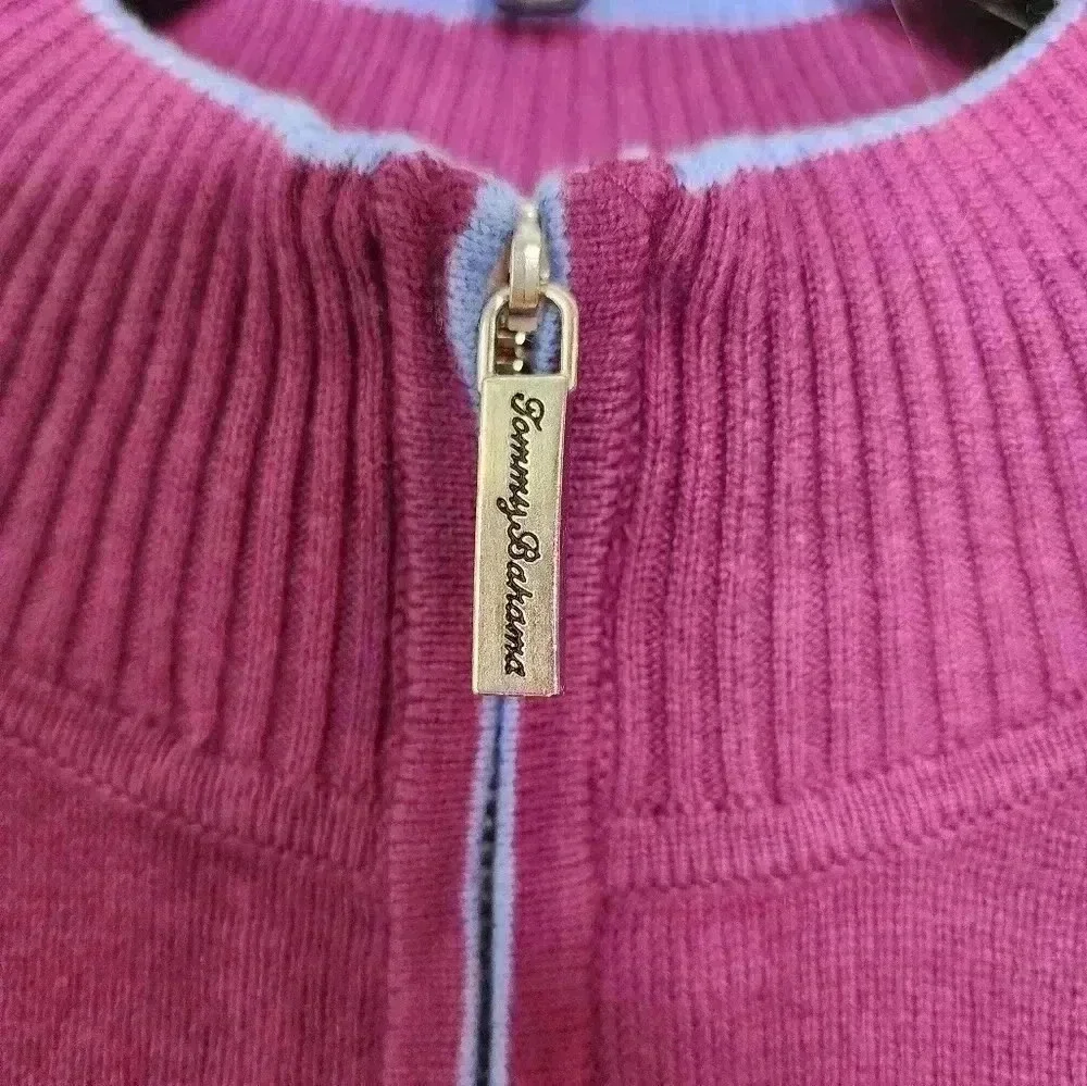 Tommy Bahama Mens Size Large Cotton Cashmere Blend Quarter Zip Sweater Purple